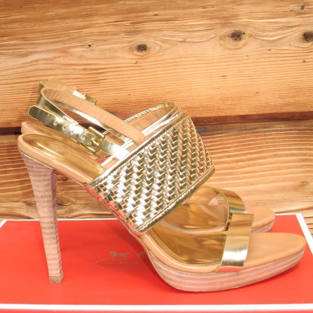 Coach Steffi Metallic  Platform Heels Shoes - Picture 5 of 11